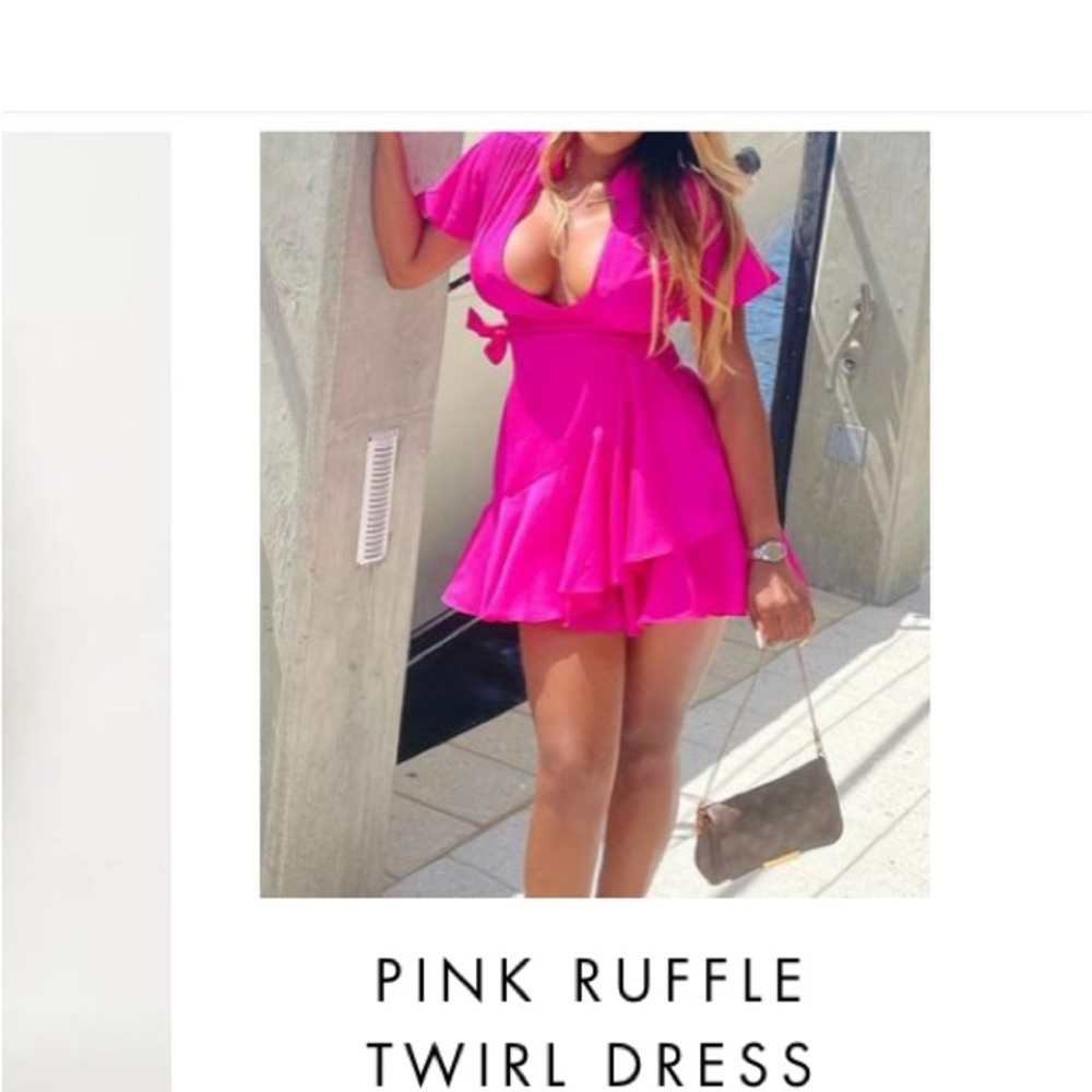 Pink ruffle twirl wrap dress - Picture 6 of 6